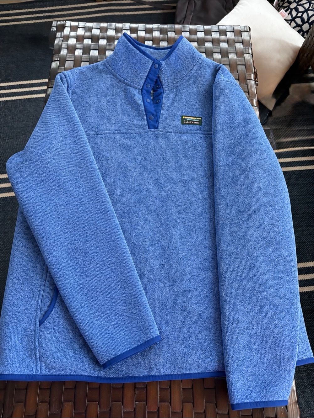 L.L. Bean Women’s Light Blue Snap-Button Fleece Zip-Up Pullover